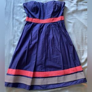 Blue strapless summer dress